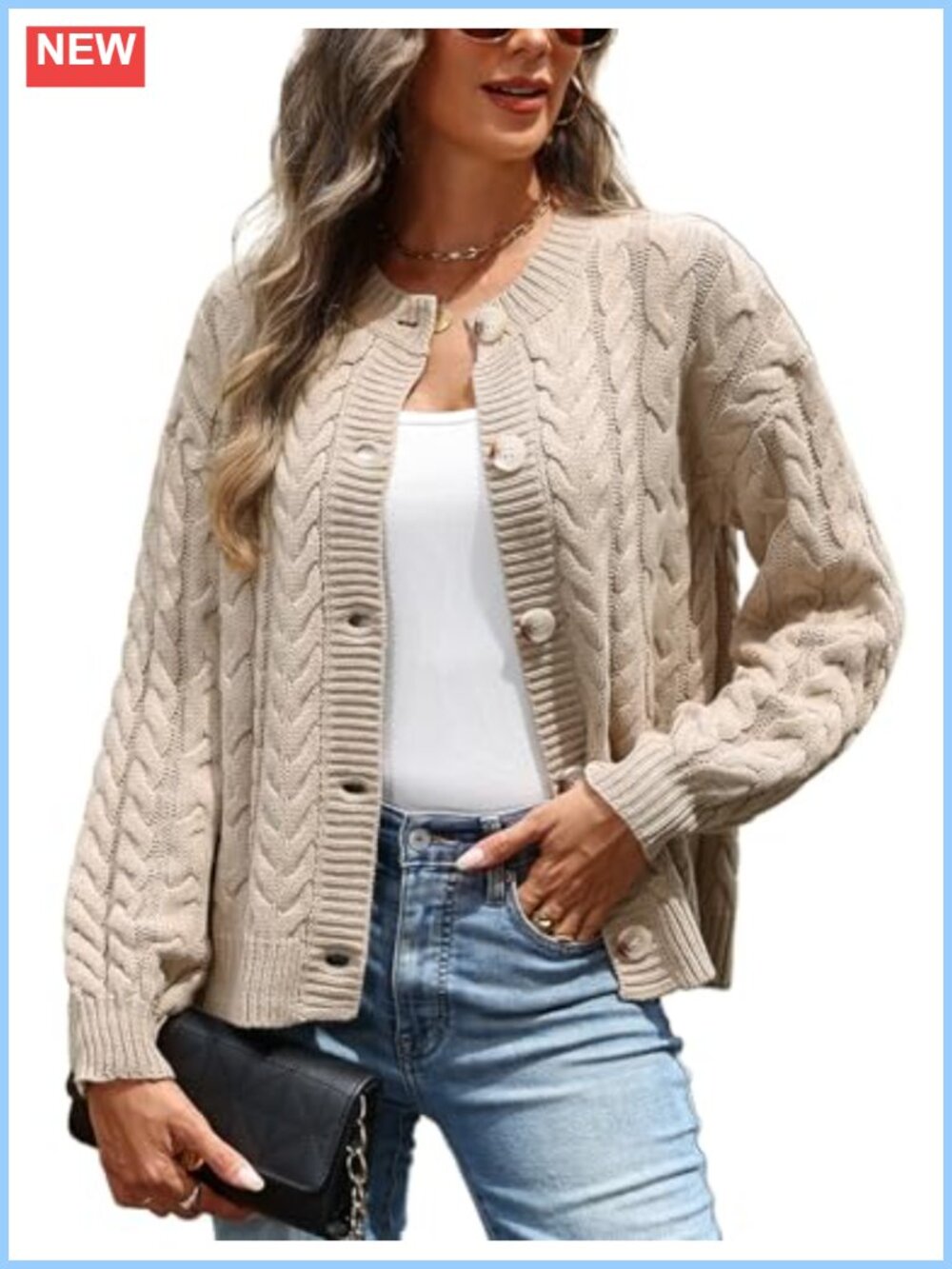 Cable Knit Button Down Cardigan Sweater Coatigan Long Sleeve Open Front